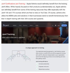 Jamf Certifications and Training Screenshot